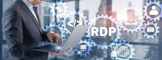 Remote desktop protocol. Networking internet technology concept photo