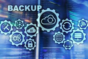 Backup System Recovery Technology Concept on modern server room background photo