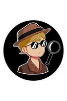 Detective boy cartoon simple vector