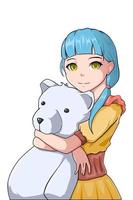 Cute girl with with bear doll character illustration
