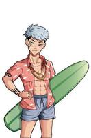 cool surfing summer boy character design vector