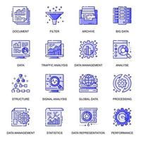 Data Analysis web flat line icons set vector