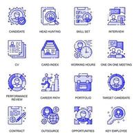 Head Hunting web flat line icons set vector