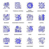 Finance web flat line icons set vector