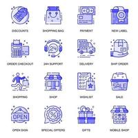 E-Commerce web flat line icons set vector