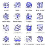 Ecology web flat line icons set vector