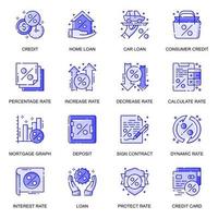 Credit and Loan web flat line icons set vector