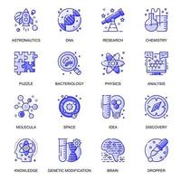 Science web flat line icons set vector