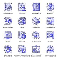 People Management web flat line icons set vector