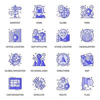 Navigation web flat line icons set vector