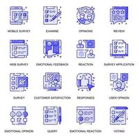 Survey web flat line icons set vector