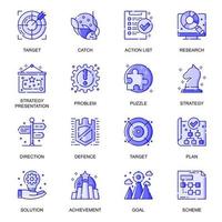 Business Strategy web flat line icons set vector