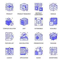 Conjunto de iconos de línea plana web de producto abstracto vector