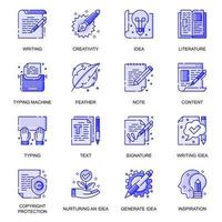 Copyrighting web flat line icons set vector