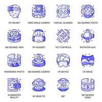 Virtual Reality web flat line icons set vector