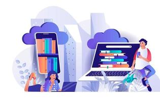 Cloud library concept in flat design vector