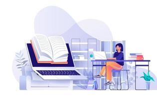 Online reading concept in flat design vector