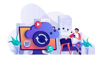 Cloud storage concept in flat design vector