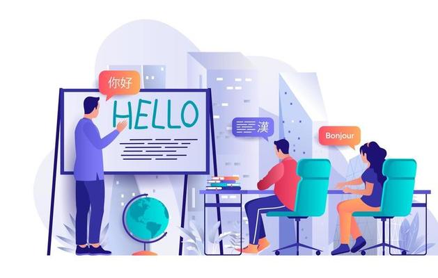 Language courses concept in flat design