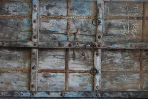 door with window with wood background photo