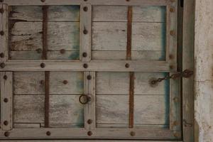 door with window with wood background photo