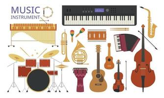 A collection of various instruments. vector design illustrations.