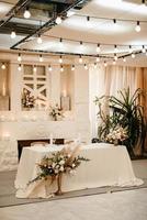 Banquet hall for weddings with decorative elements photo