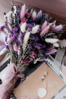 elegant bridal bouquet of dried flowers photo
