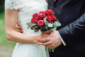 elegant wedding bouquet of fresh natural flowers photo