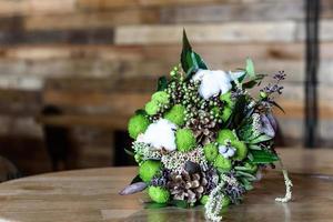 the bride's bouquet from cones and cotton photo