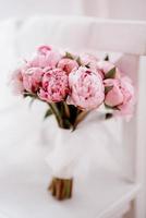 elegant wedding bouquet of fresh natural flowers photo