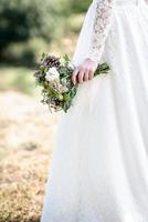 the bride's bouquet from cones and cotton photo