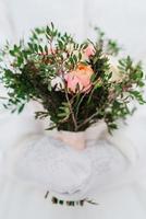 elegant wedding bouquet of fresh natural flowers photo