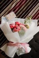 elegant wedding bouquet of fresh natural flowers photo