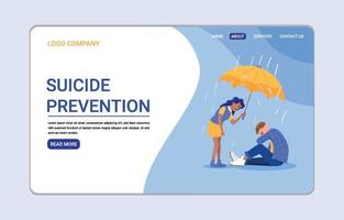 Suicide Prevention Landing Page Template vector