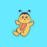 linda abeja está volando. aislado concepto de dibujos animados de animales. Puede utilizarse para camiseta, tarjeta de felicitación, tarjeta de invitación o mascota. estilo de dibujos animados plana vector