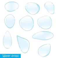 Realistic Water Drops Set On Transparent Background Vector Illustration