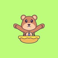 Cute squirrel with birthday cake. Animal cartoon concept isolated. Can used for t-shirt, greeting card, invitation card or mascot. Flat Cartoon Style vector