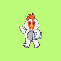 Cute chicken holding a book. Animal cartoon concept isolated. Can used for t-shirt, greeting card, invitation card or mascot. Flat Cartoon Style vector