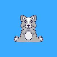 Cute rat is sitting. Animal cartoon concept isolated. Can used for t-shirt, greeting card, invitation card or mascot. Flat Cartoon Style vector