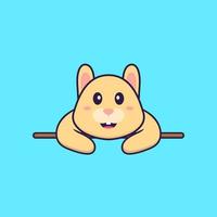 Cute rabbit lying down. Animal cartoon concept isolated. Can used for t-shirt, greeting card, invitation card or mascot. Flat Cartoon Style vector
