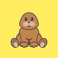 Cute dog is sitting. Animal cartoon concept isolated. Can used for t-shirt, greeting card, invitation card or mascot. Flat Cartoon Style vector