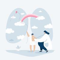 Doctor researching web template, cartoon style Screen web template for mobile phone, landing page, template, UI, web, mobile app, poster, banner, flat Vector illustration