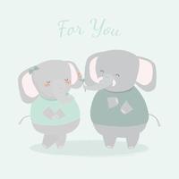 Diseño de ilustración vectorial con pareja de elefantes de dibujos animados lindo vector