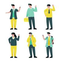 Set of people in cartoon character collection vector illustration