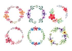 Set of six watercolor flower frame on white Background vector