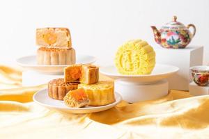 Chinese moon cake durian and egg yolk flavour photo