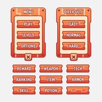 Vector game template gui kit. Interface Level selection multi stage elements