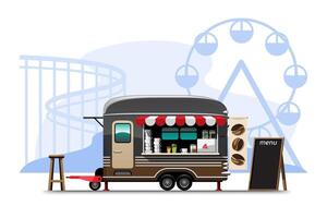 Trailer food truck drawing design style flat vector