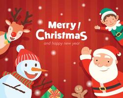 Merry Christmas With Santa Claus Gifts Vector Template Greeting Card